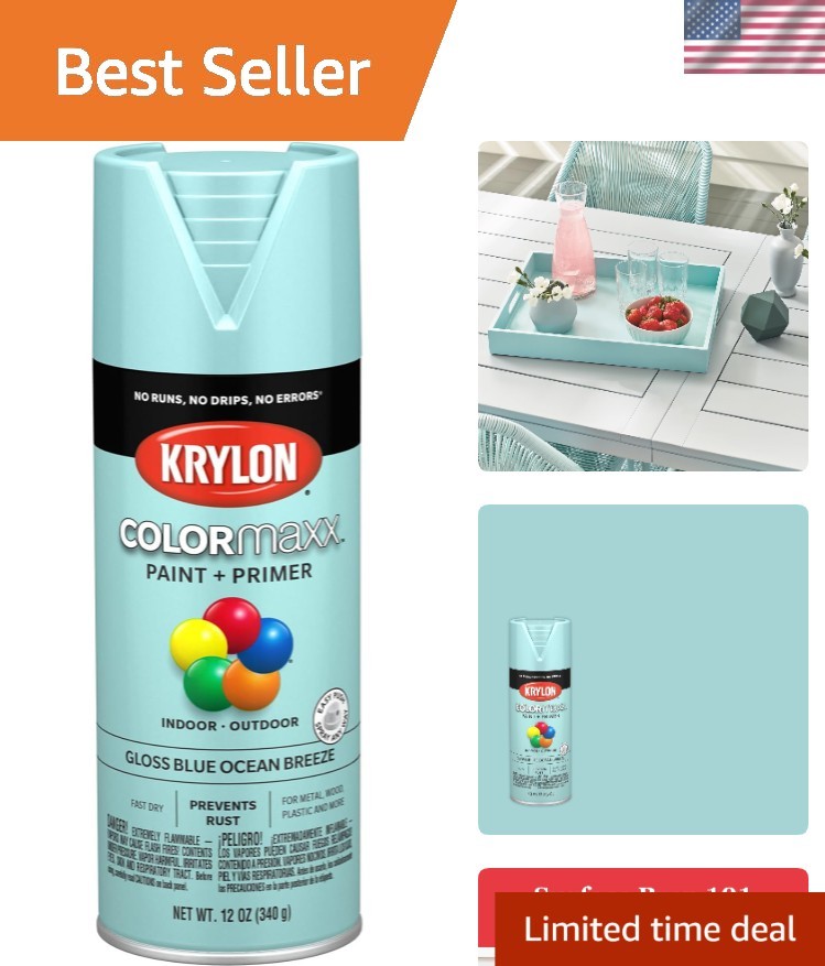 Vibrant 12oz Gloss Blue Spray Paint & Primer – Fast Drying & Easy Application