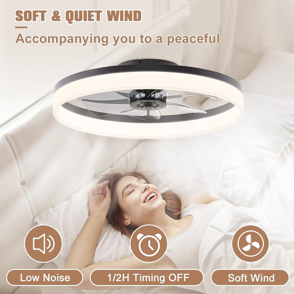 Quiet Low Profile Ceiling Fan with Remote & Dual Memory Function - 5400 Lumen