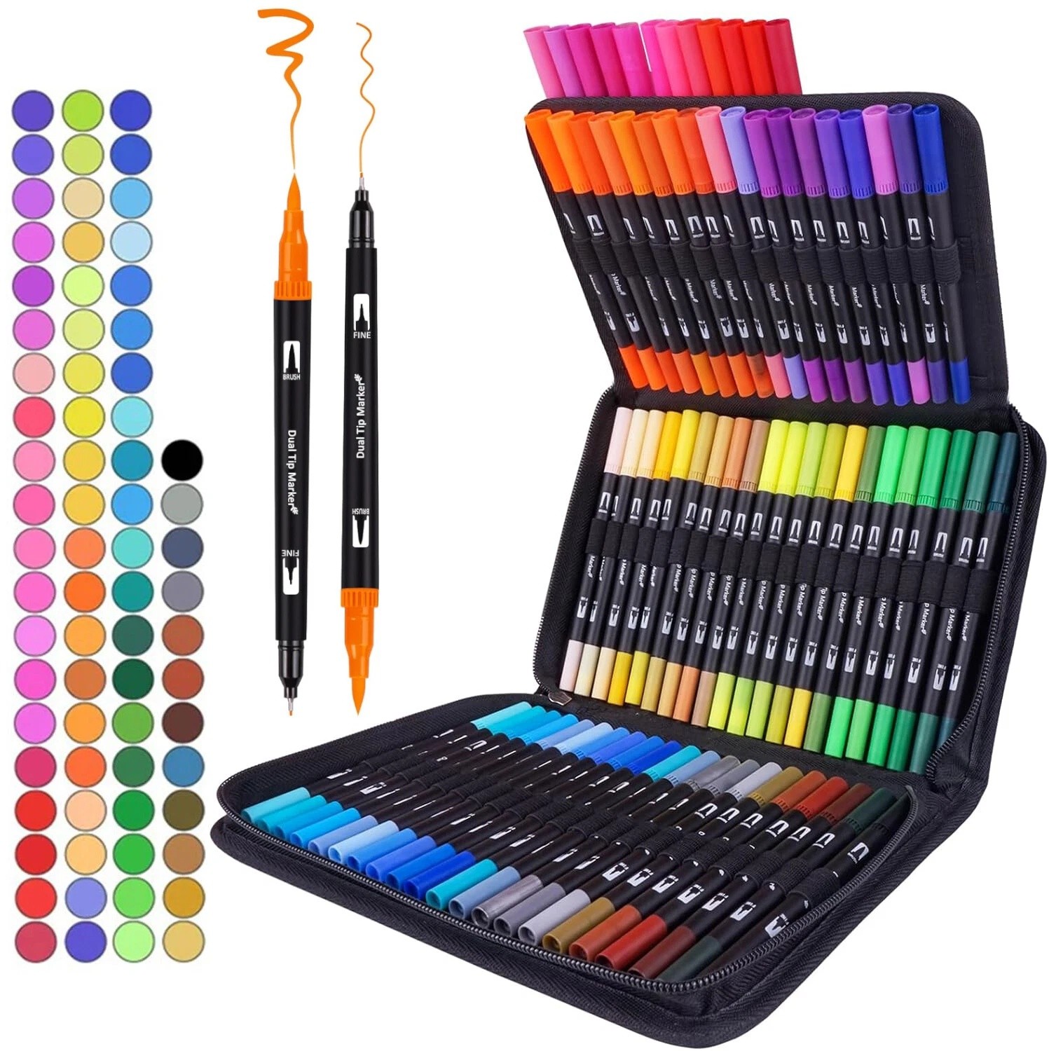 72 Colors Art Paint Markers, Dual Tip Acrylic Paint Pens with Brush Tip & Fi
