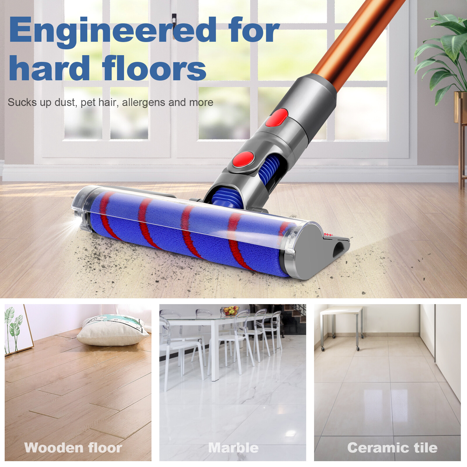 Floor Brush Head Tool For Dyson V7 V8 V10 V11 Vacuum Motorhead Animal Absolute