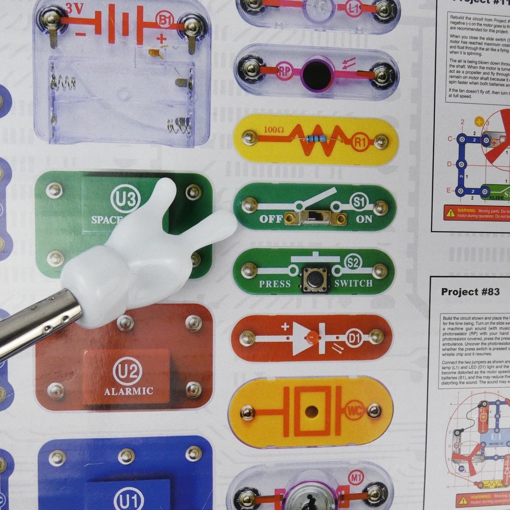 Snap Circuits Jr SC-100 100 Experiments Electronics Kit ELENCO *** Missing S1