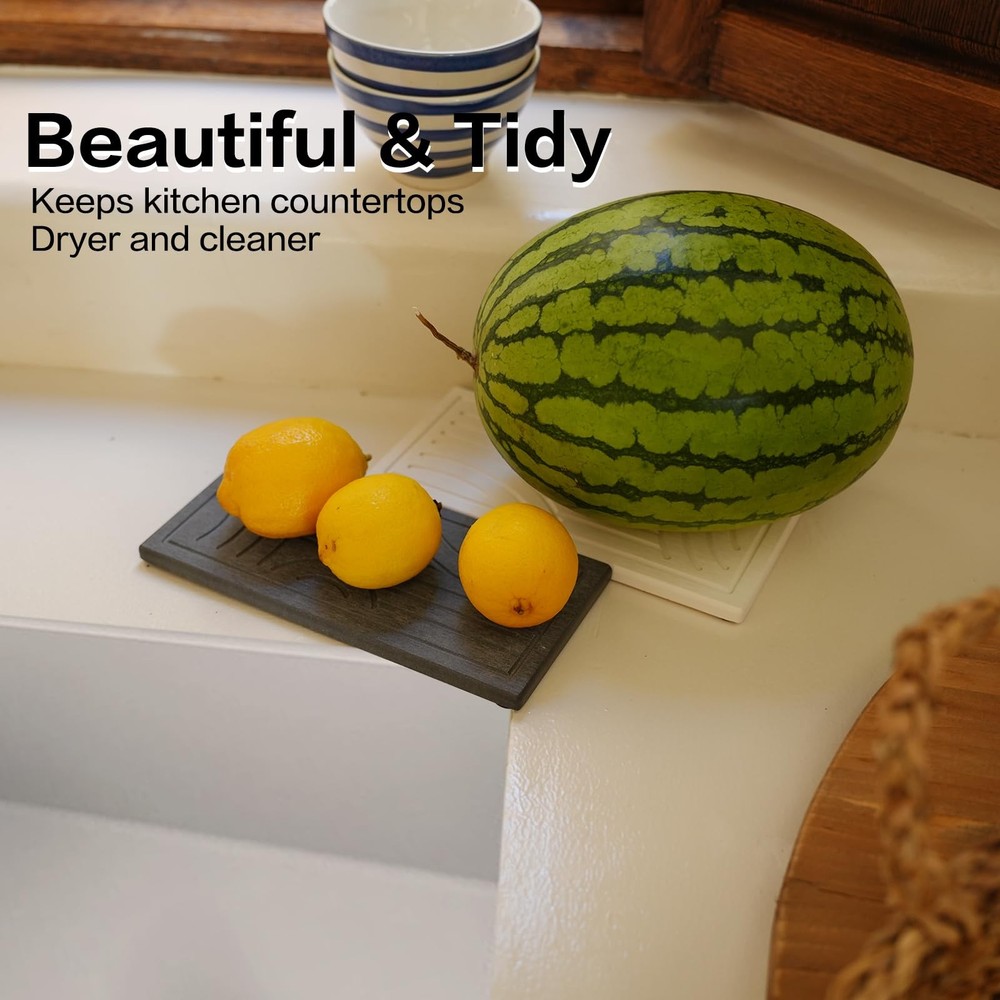 Graceice 2PCS Diatomite Tray,Absorbent Rectangle Stone Coasters for Beige