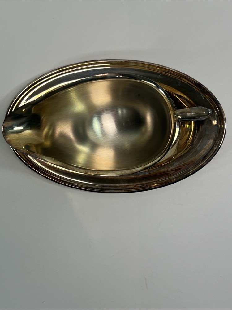 Vintage KENT Silversmiths Silverplate Gravy Boat With Underplate Tray