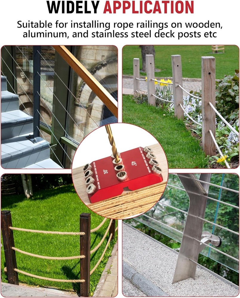 30° 45° 90° Angle Drill Guide Jig with 4 Bits Portable Pocket Hole Tool