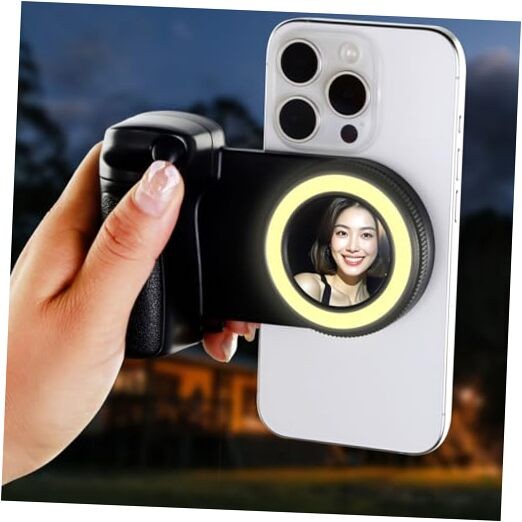 Magnetic Selfie Ring Light Phone Camera Grip Handle with Wireless Bluetooth
