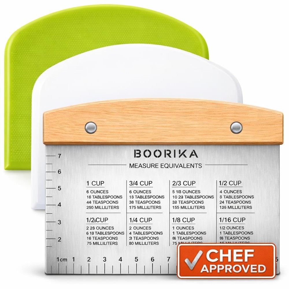 Dough Scraper & Bench Scraper Kitchen – Stainless Steel Sourdough Tools – Dou...