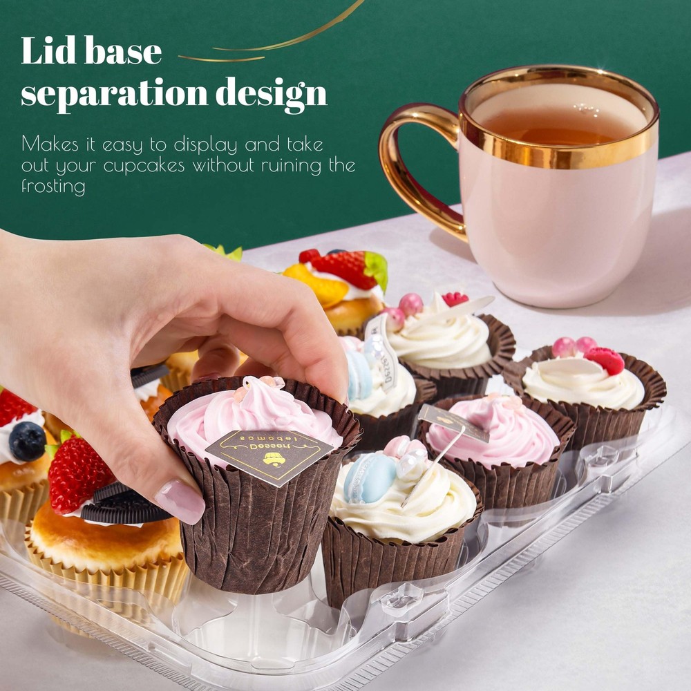 12 Count Cupcake Containers 12 Pack Holders Plastic Stackable Boxes