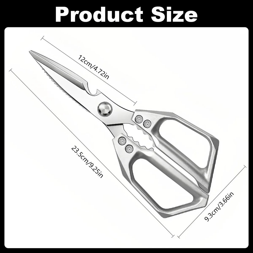 Multifunctional Stainless Steel Kitchen Shears for Meat, Fish & Vegetable