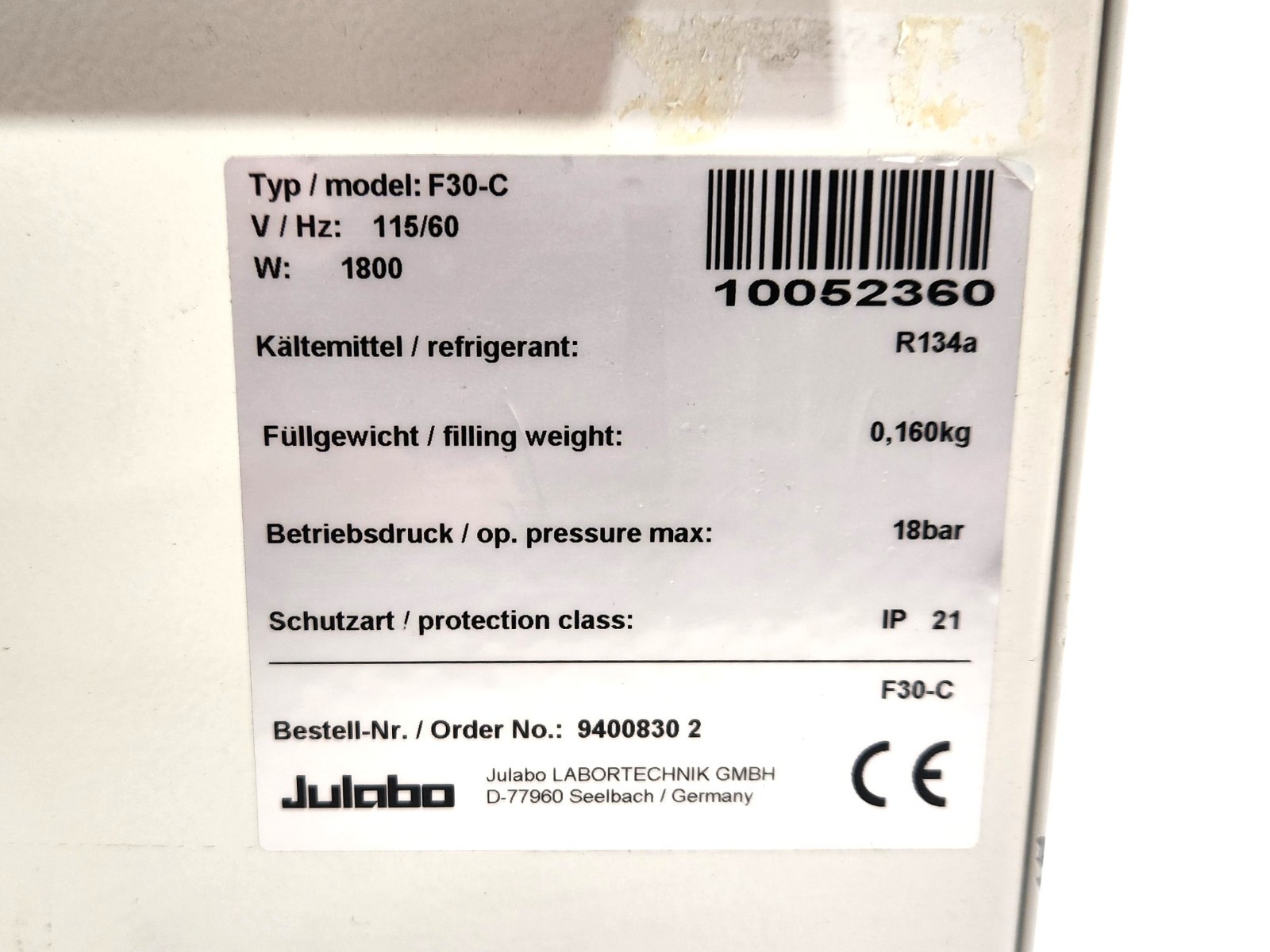 Julabo F30-C Compact Refrigerated /Heated Circulating Bath No Power Read