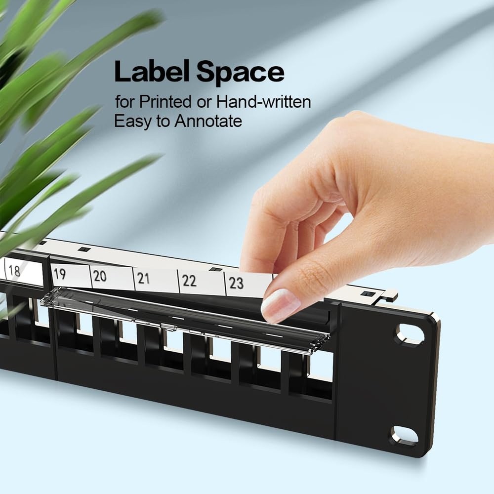 24 Port Patch Panel Blank Keystone Patch Panel 1U 19" for Rackmount & Wall Mo...