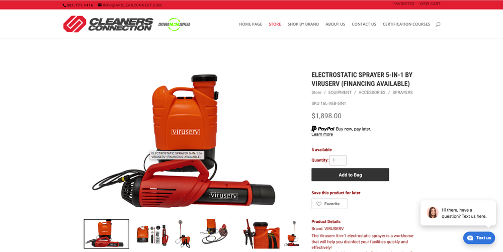 Viruserv 16L - VEB Guardian 5-in-1 Electrostatic Backpack Sprayer