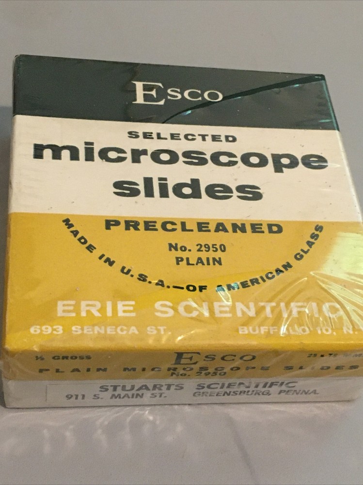 2 Boxes New Esco Selected Plain Precleaned Microscope Slides No. 2950 + Bonus