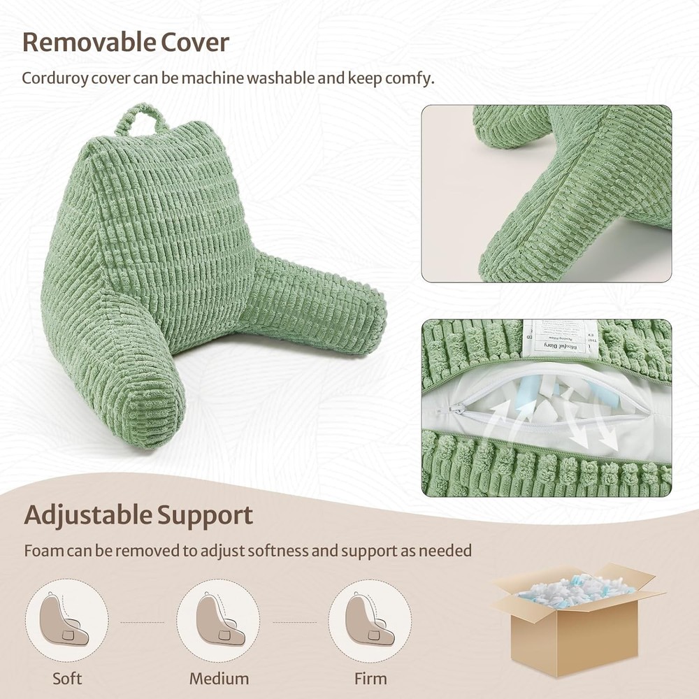 Reading Pillow, Backrest Pillow with Shredded Memory Foam