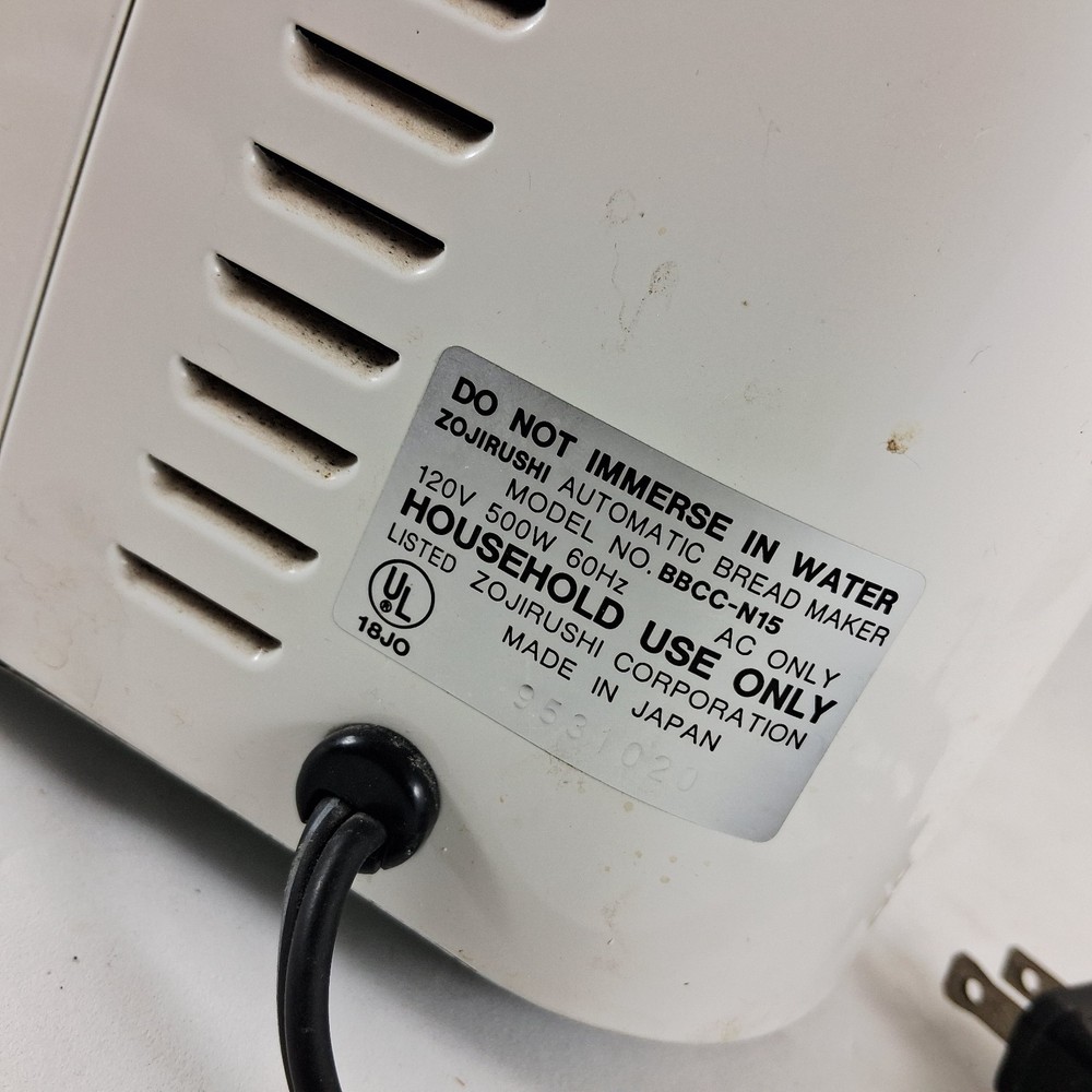 Zojirushi BBCC-N15 Automatic Bread Maker Machine Tested Works READ