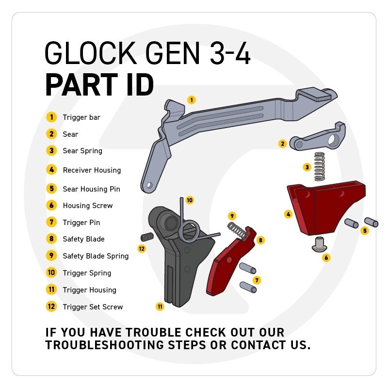 Timney Competition Trigger 3lb Pull SILVER Alpha Glock 17 19 22 23 34 Gen 3 & 4
