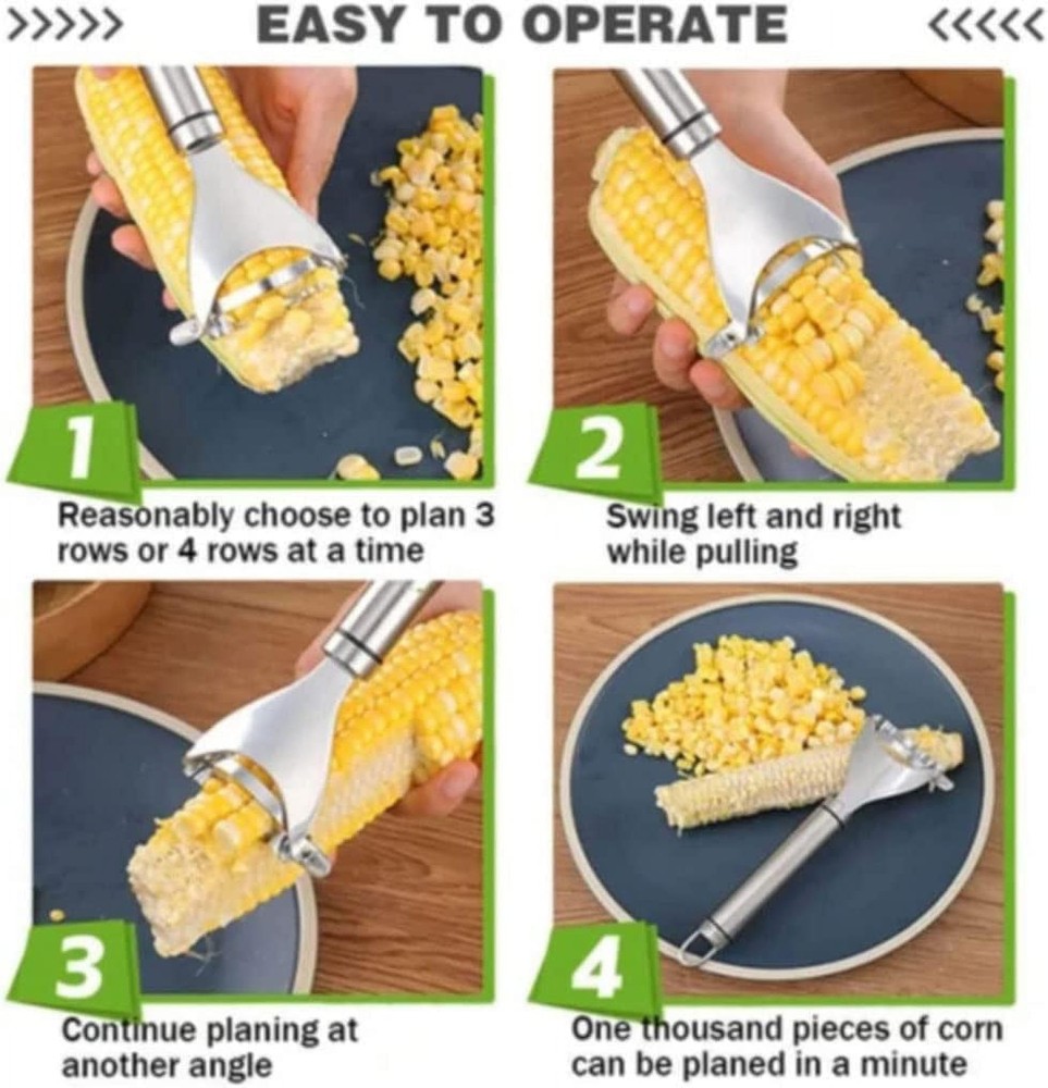 2 Pcs Stainless Steel Corn Peeler Corn Cob Stripper Tool with Ergonomic Handle