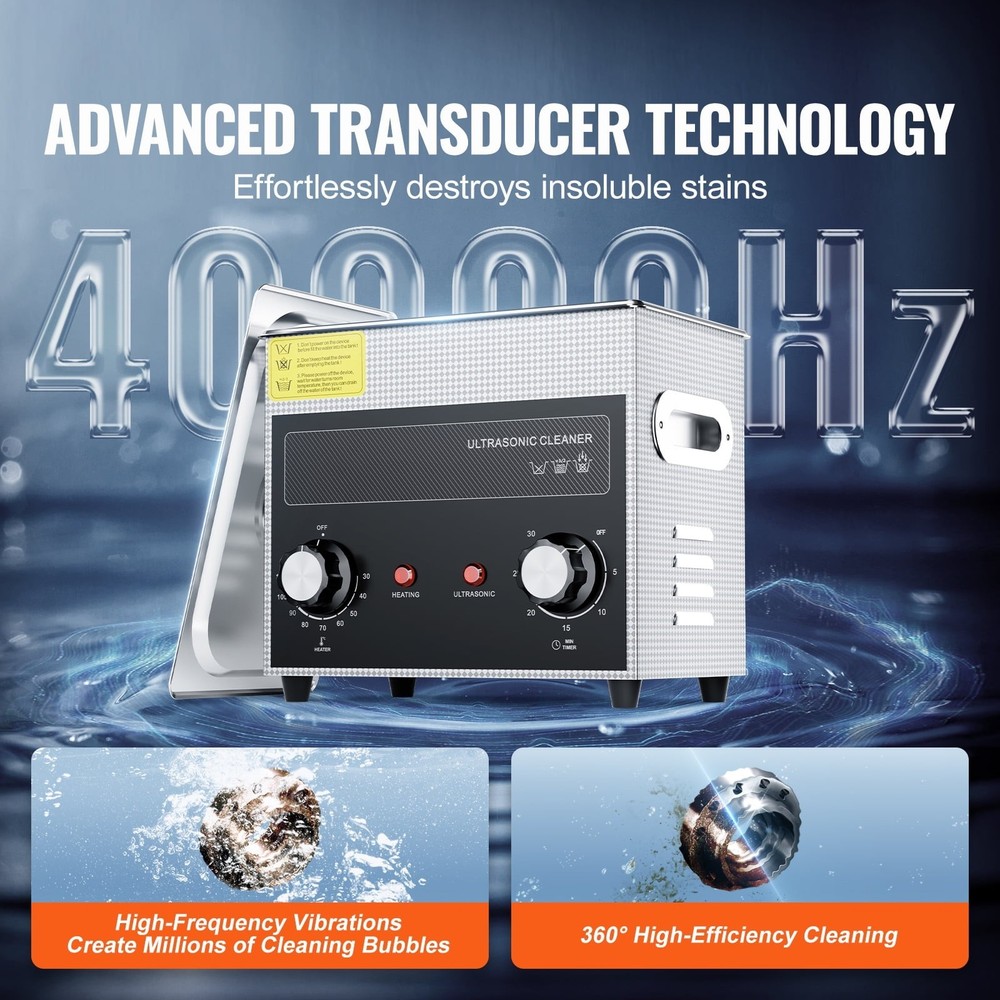 3L Digital Ultrasonic Cleaning Device with Heating Function and Timer w/Basket