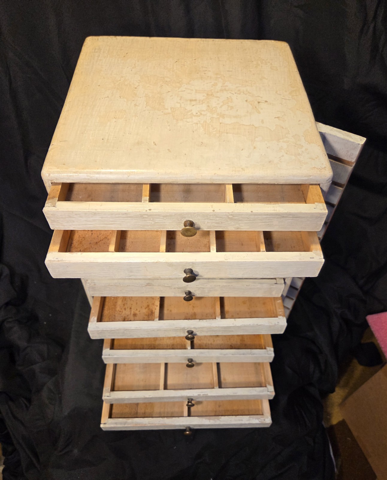 Antique Primitive Watchmaker Specimen Cabinet 13 Drawers Jewelry Parts Organizer