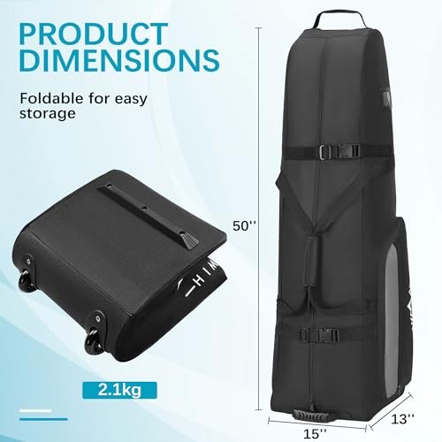Soft-Sided Golf Travel Bag with Wheels - Heavy Duty 600D Polyester Basic-Black