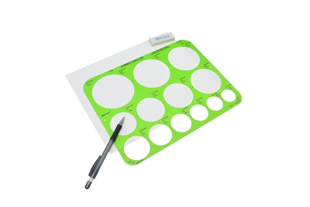Plastic Shape Template Tool 8.75x11.5 Jumbo Circles Drawing Template