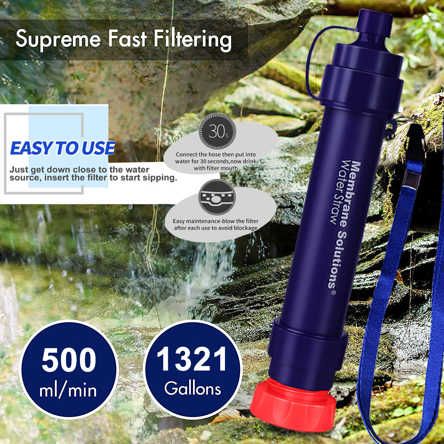Reusable Water Filter Straw Portable Filtration Purifiers Personal Emergency Use
