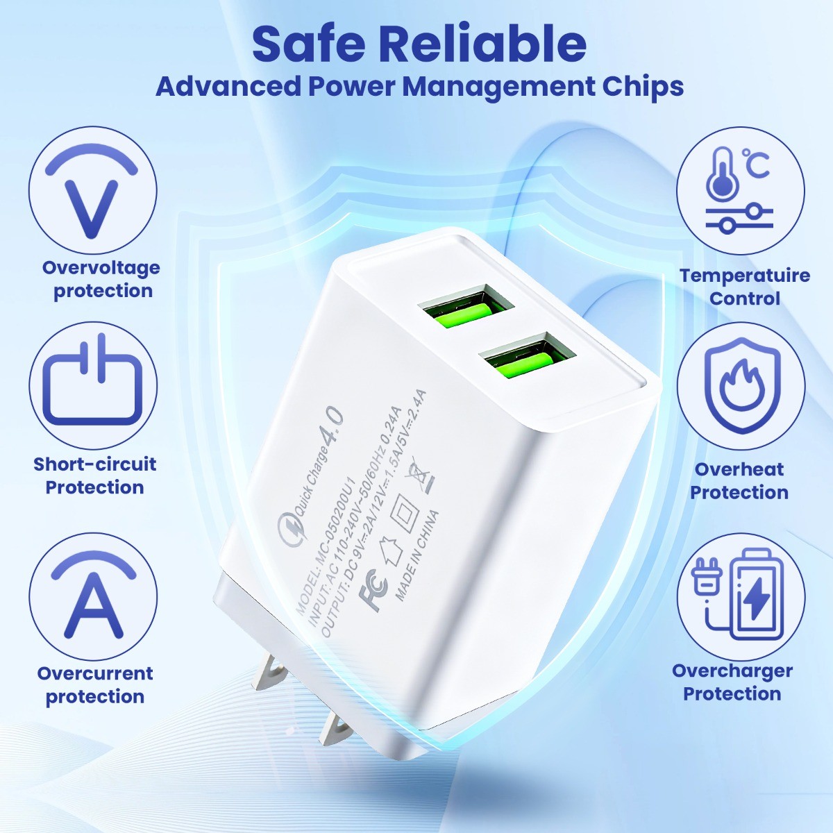 USB Wall Charger Dual Port USB Cube Power Adapter Charger Plug Block ...