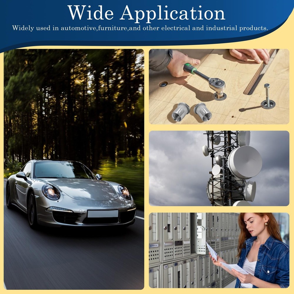 8-32 UNC Rivet Nut 100Pcs Stainless Steel Flat Head Threaded Insert Nutsert