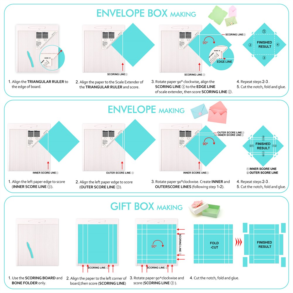 12x12" Scoring Board for Making Envelope/Envelope Box/Gift Box Scoring Tool
