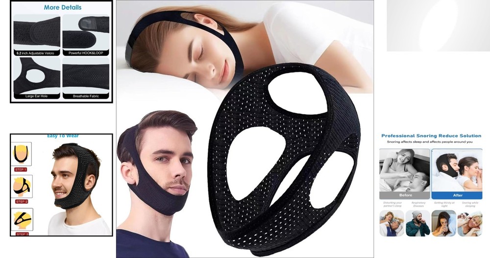 Comfortable Adjustable Chin Strap for Snoring Relief - Sleep Soundly Tonight