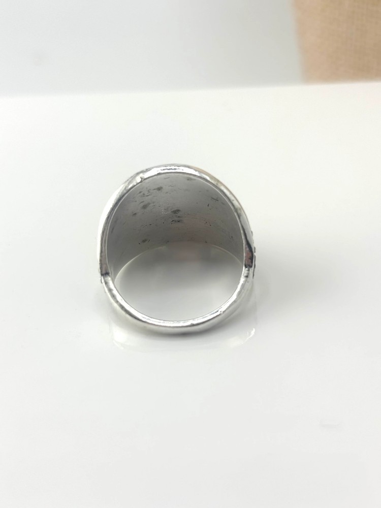 Silver ring studded circle handmade