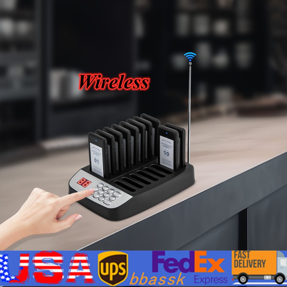 Restaurant Wireless Paging Queuing Calling System,10 Call Coaster Pagers Guest