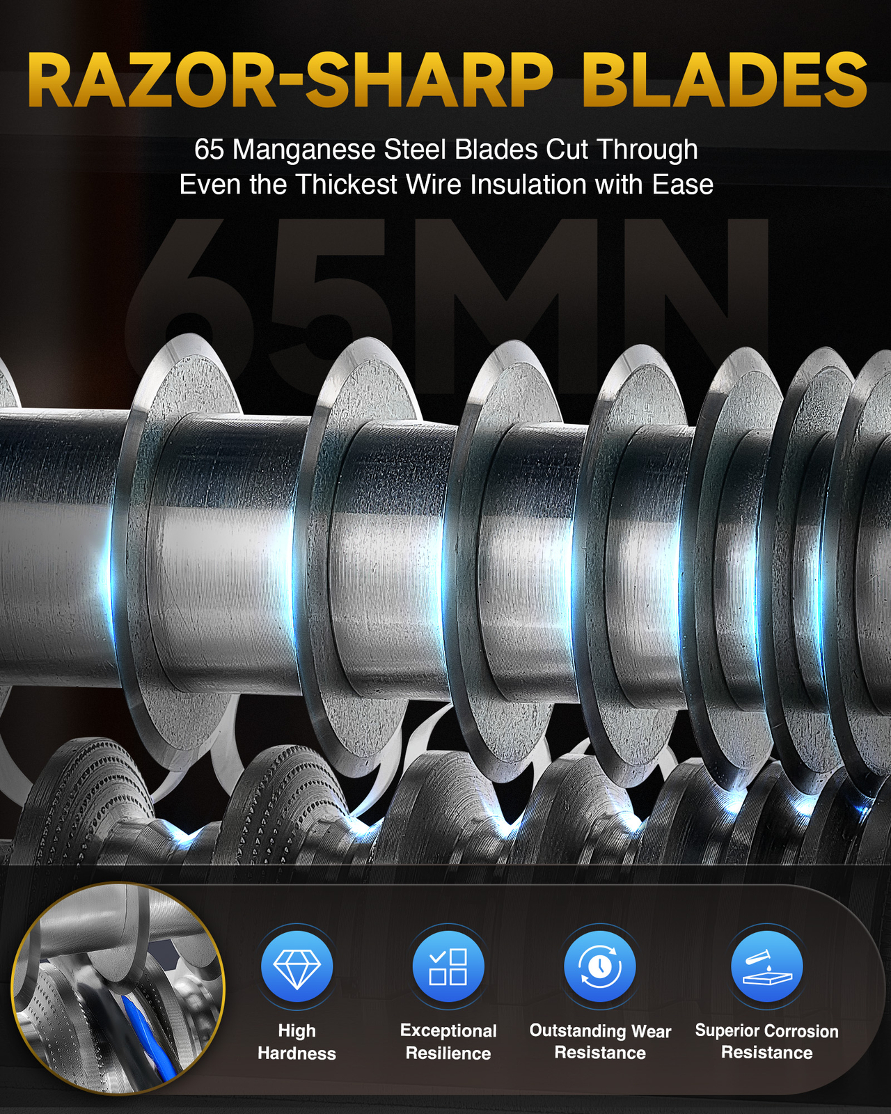 CREWORKS 370W Electric Wire Stripping Machine 0.06-1.5in Power Cable Stripper