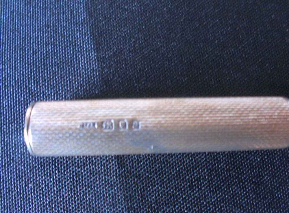 Solid Silver Engine Turned Cigar Piecer Hallmarked Date 1956/57 By S J Rose & So