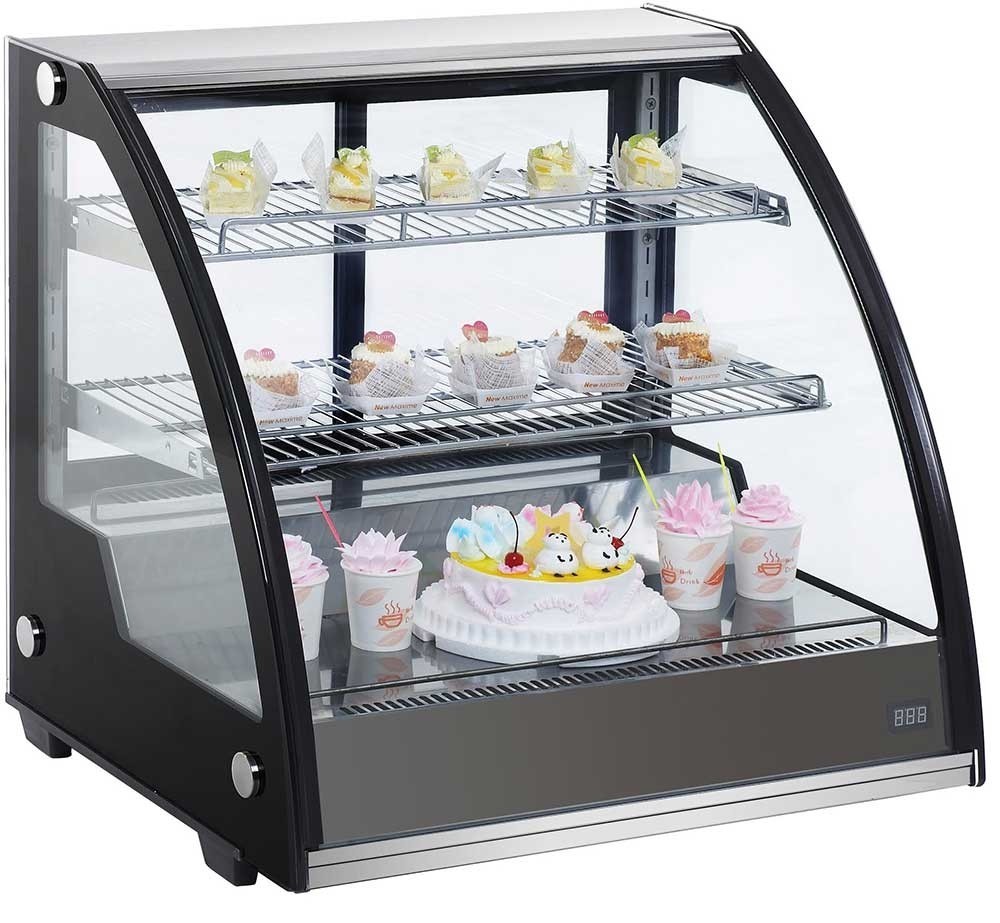 30” Refrigerated Countertop Display Case, Back mounted Compressor, Black
