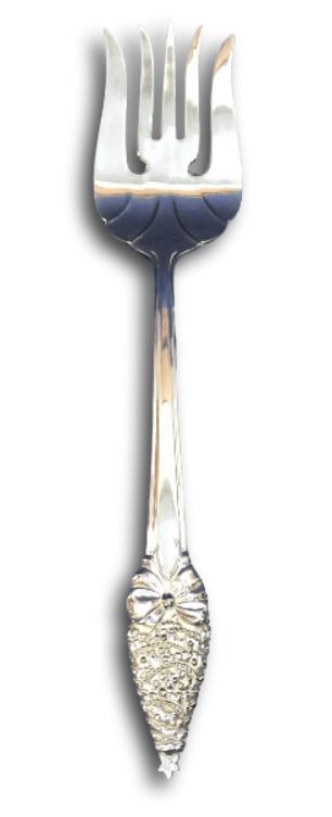 Meat Fork Silverplate Christmas Tree Handle Design Large Serving Holidays