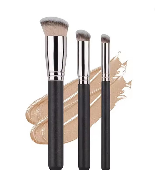 3 Pcs Foundation Concealer & Contour Brush – Dense, Flawless Blending