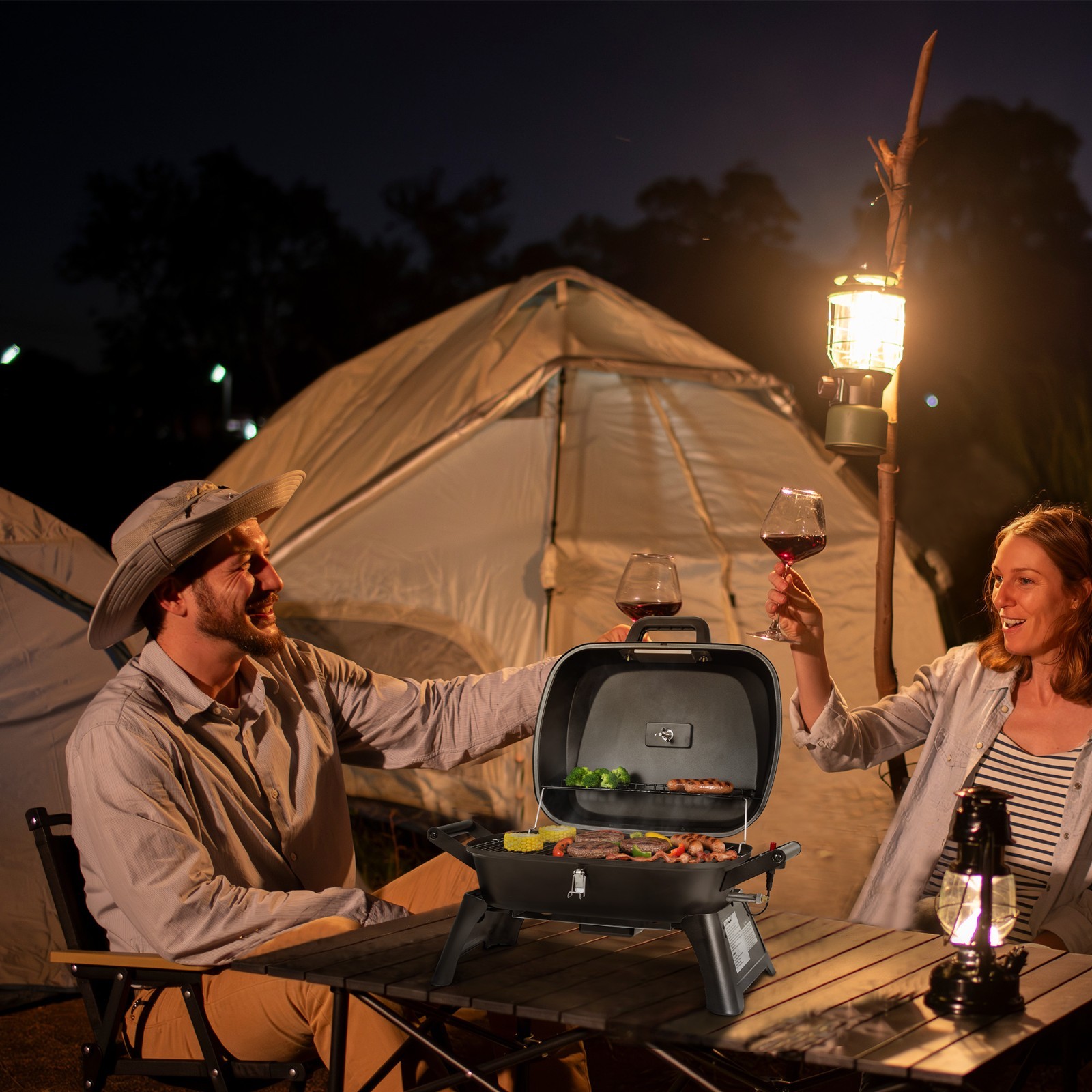 Royal Gourmet Tabletop Propane Gas Grill with Travel Locks/Folding Leg Black