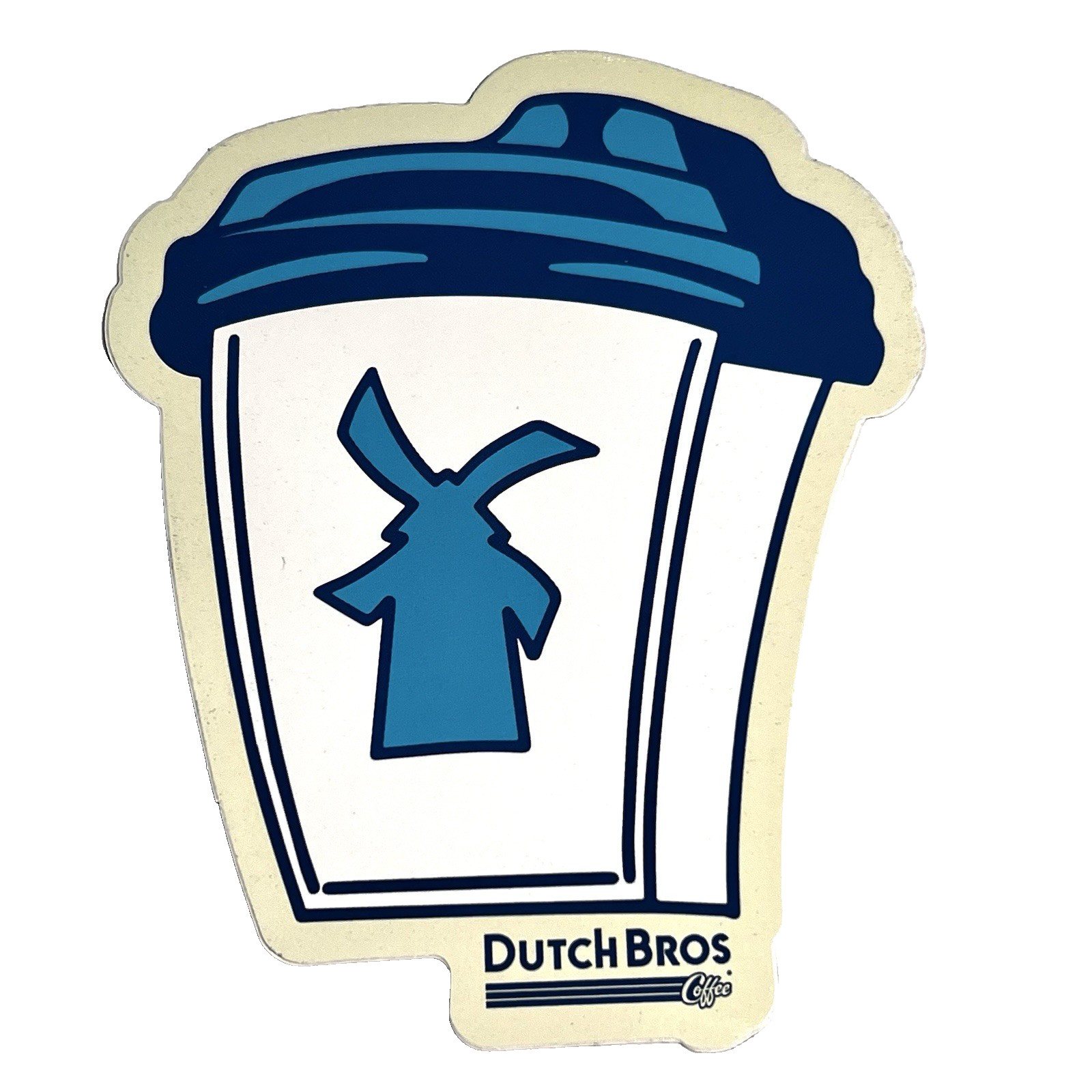 Dutch Bros Blue & White Coffee Cup Sticker Retro Design Free Shipping NEW