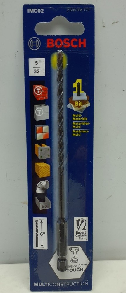 5 Pack Bosch IMC02 5/32" Impact Multi Construction Drill Bit