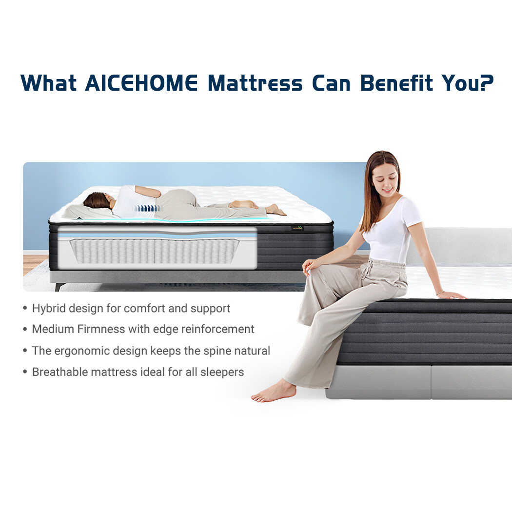 14/12/10 Inch Twin Full Queen King Mattress Memory Foam Spring Hybrid In A Box