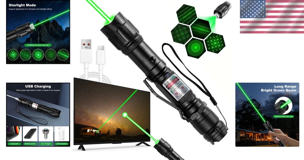 Durable Green Laser Pointer – Long Range, USB Charging, Perfect for Hikes