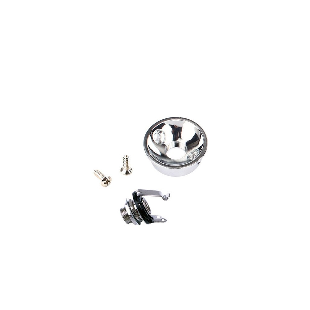 6.35mm Plug Socket Jack Plate Holder Electrosocket Electric Guitar Chrome Tool[