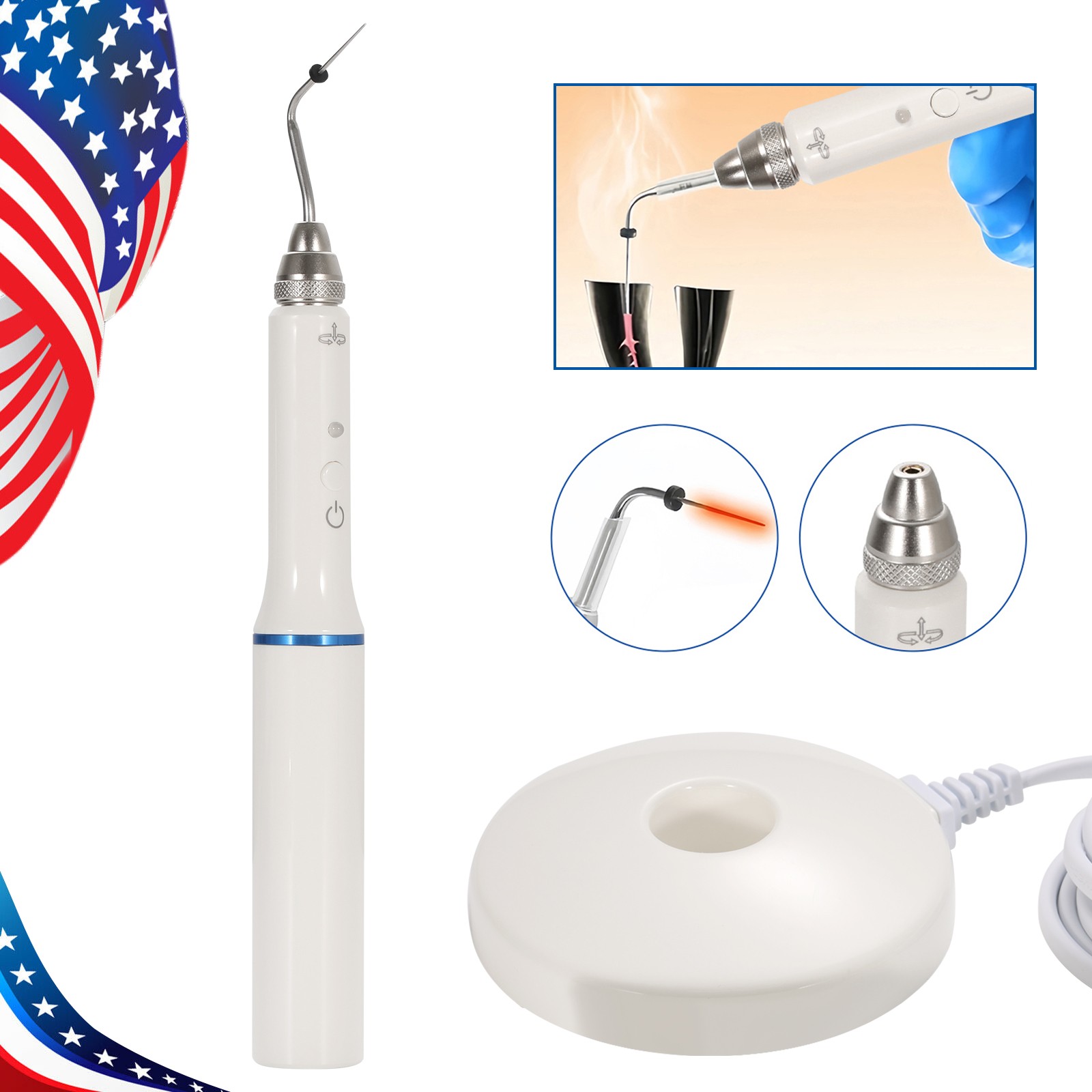 Dental Gutta Percha Obturation System Endo Heated Pen Wireless Eododontic+2 Tips