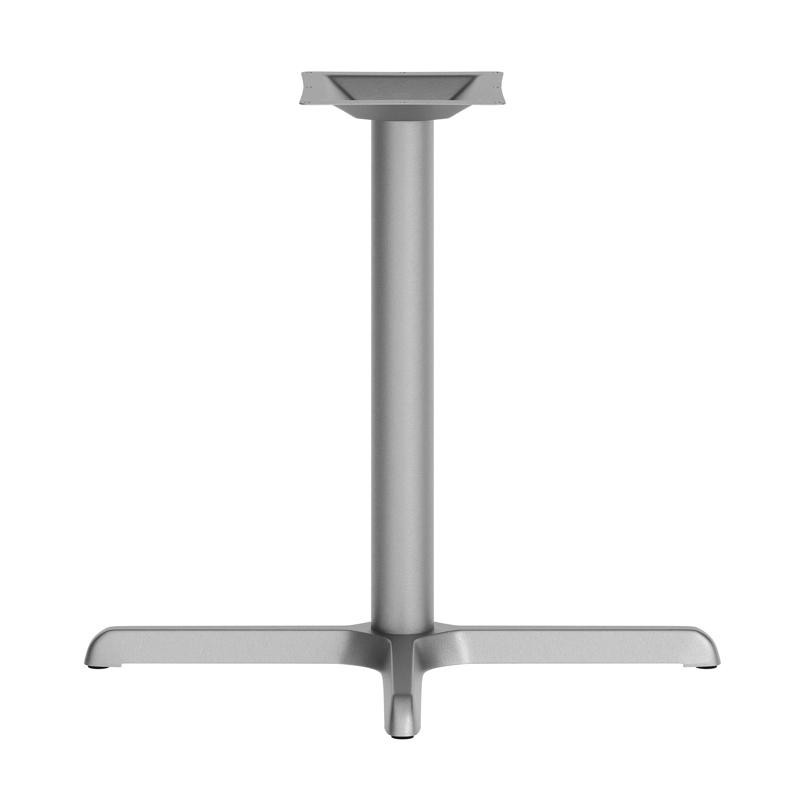 30'' x 30'' Restaurant Table X-Base with 3'' Dia. Table Height Column in Silver