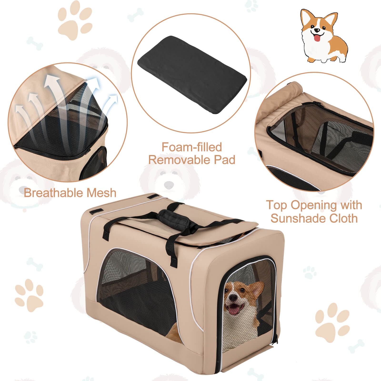 Double Pet Stroller for 2 Dogs or Cats w/ 2 Detachable Carriers Safety Belt