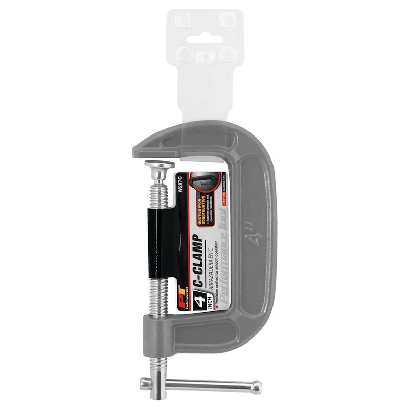 Performance Tool W207C C Clamp; 4 Inch Jaw Width; Quick Release; Tough Enamel Fi