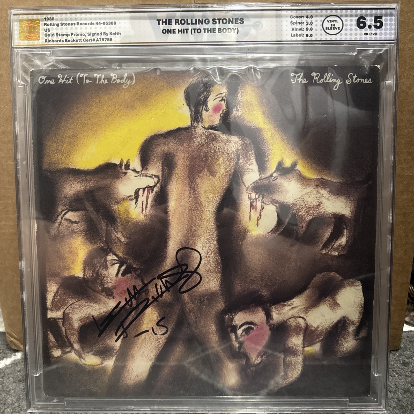 Signed Keith Richards Rolling Stones One Hit (To The Body) Vinyl BAS VMG Graded