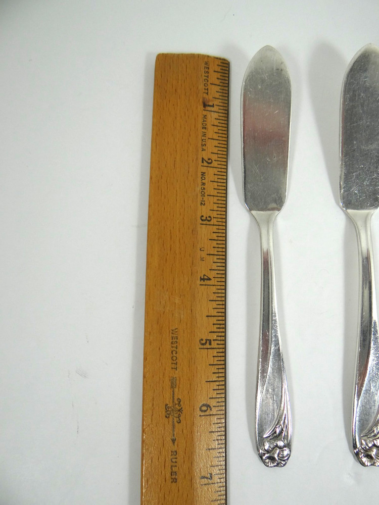 1847 Rogers IS Daffodil Silverplate Flat Handle Butter Knives Set of 2
