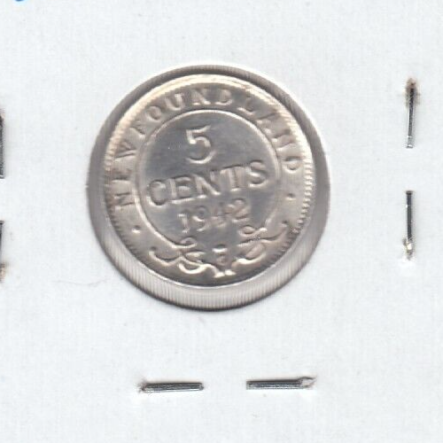 1942 C Newfoundland Five Cent Coin