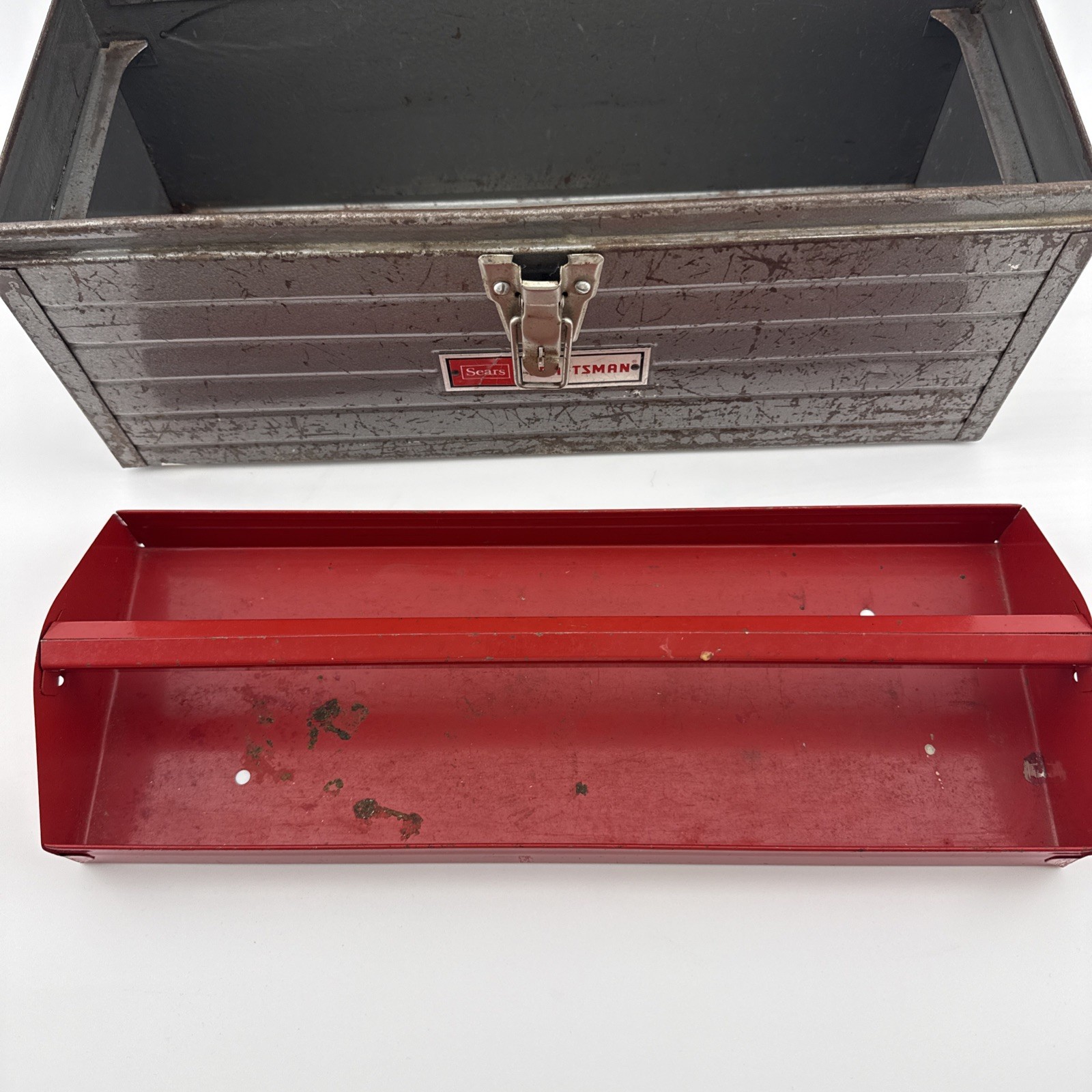Vintage Sears Craftsman 65013 Metal Tool Box w/ Red Tray